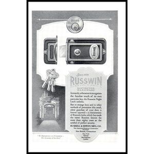 1924 Russwin Door Hardware Vintage Print Ad 1920s Architecture Wall Art Photo